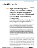 Cover page: High-content image-based analysis and proteomic profiling identifies Tau phosphorylation inhibitors in a human iPSC-derived glutamatergic neuronal model of tauopathy