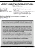 Cover page: Exploring Medical Student Experiences of Trauma in the Emergency Department: Opportunities for Trauma-informed Medical Education