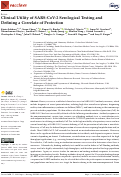 Cover page: Clinical Utility of SARS-CoV-2 Serological Testing and Defining a Correlate of Protection.