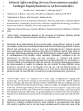 Cover page: Infrared Light-Emitting Devices from Antenna-Coupled Luttinger Liquid Plasmons In Carbon Nanotubes