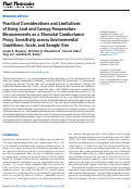 Cover page: Practical Considerations and Limitations of Using Leaf and Canopy Temperature Measurements as a Stomatal Conductance Proxy: Sensitivity across Environmental Conditions, Scale, and Sample Size