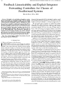 Cover page: Feedback Linearizability and Explicit Integrator Forwarding Controllers for Classes of Feedforward Systems