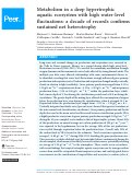 Cover page: Metabolism in a deep hypertrophic aquatic ecosystem with high water-level fluctuations: a decade of records confirms sustained net heterotrophy