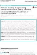 Cover page: Positional plasticity in regenerating Amybstoma mexicanum limbs is associated with cell proliferation and pathways of cellular differentiation