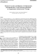 Cover page: Vitamin D Levels and Markers of Inflammation and Metabolism in HIV-Infected Individuals on Suppressive Antiretroviral Therapy