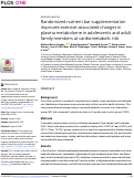 Cover page: Randomized nutrient bar supplementation improves exercise-associated changes in plasma metabolome in adolescents and adult family members at cardiometabolic risk