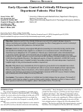 Cover page: Early Glycemic Control in Critically Ill Emergency Department Patients: Pilot Trial