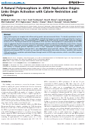 Cover page: A Natural Polymorphism in rDNA Replication Origins Links Origin Activation with Calorie Restriction and Lifespan