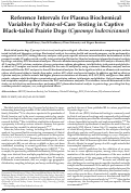 Cover page: Reference Intervals for Plasma Biochemical Variables by Point-of-Care Testing in Captive Black-tailed Prairie Dogs (Cynomys ludovicianus).