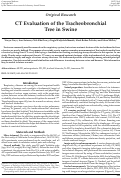 Cover page: CT Evaluation of the Tracheobronchial Tree in Swine.