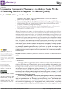 Cover page: Leveraging Community Pharmacies to Address Social Needs: A Promising Practice to Improve Healthcare Quality.