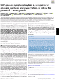 Cover page: UDP-glucose pyrophosphorylase 2, a regulator of glycogen synthesis and glycosylation, is critical for pancreatic cancer growth.