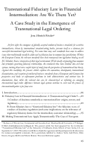 Cover page: Transnational Fiduciary Law in Financial Intermediation: Are We There Yet? A Case Study in the Emergence of Transnational Legal Ordering