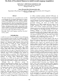 Cover page: The Role of Procedural Memory in Adult Second Language Acquisition