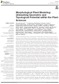 Cover page: Morphological Plant Modeling: Unleashing Geometric and Topological Potential within the Plant Sciences