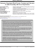 Cover page: Emergency Department Blood Pressure Treatment and Outcomes in Adults Presenting with Severe Hypertension