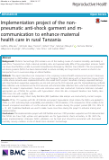 Cover page: Implementation project of the non-pneumatic anti-shock garment and m-communication to enhance maternal health care in rural Tanzania