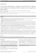 Cover page: “Doctor, Make My Decisions”: Decision Control Preferences, Advance Care Planning, and Satisfaction With Communication Among Diverse Older Adults