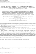 Cover page: Investing time in health: do socioeconomically disadvantaged patients spend more or less extra time on diabetes self‐care?