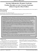 Cover page: Systemic Inflammatory Response Syndrome Predicts Mortality in Acute Coronary Syndrome without Congestive Heart Failure