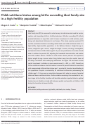 Cover page: Child nutritional status among births exceeding ideal family size in a high fertility population