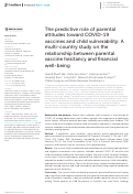 Cover page: The predictive role of parental attitudes toward COVID-19 vaccines and child vulnerability: A multi-country study on the relationship between parental vaccine hesitancy and financial well-being