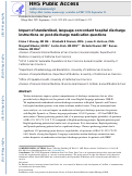 Cover page: Impact of standardized, language-concordant hospital discharge instructions on postdischarge medication questions.