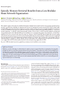 Cover page: Episodic Memory Retrieval Benefits from a Less Modular Brain Network Organization