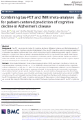 Cover page: Combining tau-PET and fMRI meta-analyses for patient-centered prediction of cognitive decline in Alzheimers disease.