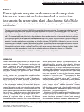 Cover page: Transcriptomic analysis reveals numerous diverse protein kinases and transcription factors involved in desiccation tolerance in the resurrection plant Myrothamnus flabellifolia