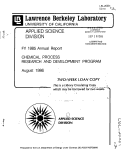 Cover page: APPLIED SCIENCE DIVISION. FY 1985 ANNUAL REPORT. CHEMICAL PROCESS RESEARCH AND DEVELOPMENT PROGRAM