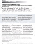 Cover page: Pulmonary Fibrosis Stakeholder Summit: A Joint NHLBI, Three Lakes Foundation, and Pulmonary Fibrosis Foundation Workshop Report.