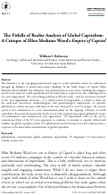 Cover page: The Pitfalls of Realist Analysis of Global Capitalism: A Critique of Ellen Meiksins Wood’s Empire of Capitalism: A Critique of Ellen Meiksins Wood's "Empire of Capital"