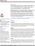 Cover page: Development and psychometric evaluation of the CO-PARTNER tool for collaboration and parent participation in neonatal care