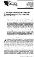 Cover page: L2 Writing Socialization of South Korean Graduate Students in a North American Academic Context