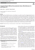 Cover page: Caring for Patients Without Documentation Status: What Motivates Us and Sustains Us