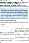 Cover page: A Semi-Supervised Method for Predicting Transcription Factor–Gene Interactions in Escherichia coli