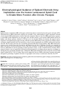 Cover page: Electrophysiological Guidance of Epidural Electrode Array Implantation over the Human Lumbosacral Spinal Cord to Enable Motor Function after Chronic Paralysis