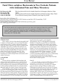 Cover page: Fatal Vibrio vulnificus Bacteremia in Two Cirrhotic Patients with Abdominal Pain and Misty Mesentery