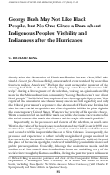 Cover page: George Bush May Not Like Black People, but No One Gives a Dam about Indigenous Peoples: Visibility and Indianness after the Hurricanes