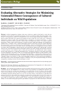 Cover page: Evaluating Alternative Strategies for Minimizing Unintended Fitness Consequences of Cultured Individuals on Wild Populations