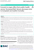 Cover page: Consent to organ offers from public health service “Increased Risk” donors decreases time to transplant and waitlist mortality