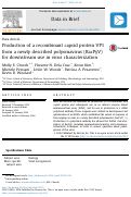 Cover page: Production of a recombinant capsid protein VP1 from a newly described polyomavirus (RacPyV) for downstream use in virus characterization