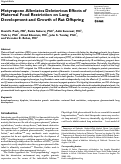 Cover page: Metyrapone Alleviates Deleterious Effects of Maternal Food Restriction on Lung Development and Growth of Rat Offspring