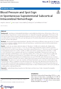 Cover page: Blood Pressure and Spot Sign in Spontaneous Supratentorial Subcortical Intracerebral Hemorrhage