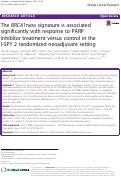 Cover page: The BRCA1ness signature is associated significantly with response to PARP inhibitor treatment versus control in the I-SPY 2 randomized neoadjuvant setting