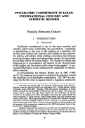 Cover page: Psychiatric Commitment in Japan: International Concern and Domestic Reform