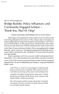 Cover page: Bridge Builder, Policy Influencer, And Community Engaged Scholar – Thank You, Paul M. Ong!