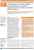 Cover page: Association of the Diabetes Health Plan with emergency room and inpatient hospital utilization: a Natural Experiment for Translation in Diabetes (NEXT-D) Study