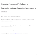 Cover page: Solving the “Magic Angle” Challenge in Determining Molecular Orientation Heterogeneity at Interfaces